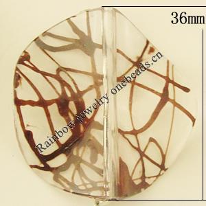 Transparent Acrylic Bead, Twist Flat Round 36mm Hole:1.5mm, Sold by Bag