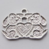 Pendant Zinc Alloy Jewelry Findings Lead-free, 25x18mm Hole:2mm, Sold by Bag