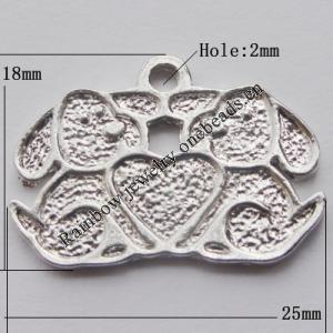 Pendant Zinc Alloy Jewelry Findings Lead-free, 25x18mm Hole:2mm, Sold by Bag