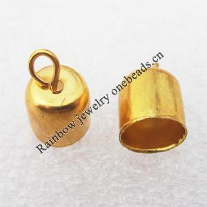 Jewelry Terminators, Cord End Caps, glue-in style, Iron, Lead-free, 8x7mm with loop, 6.5mm inside diameter, Sold by bag