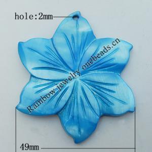 Carved Shell Pendant, Flower 49mm Hole:2mm, Sold by PC