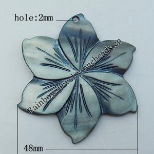 Carved Shell Pendant, Flower 48mm Hole:2mm, Sold by PC