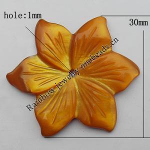 Carved Shell Pendant, Flower 30mm Hole:2mm, Sold by PC