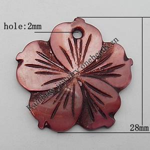 Carved Shell Pendant, Flower 28mm Hole:2mm, Sold by PC