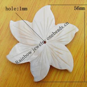 Carved Shell Pendant, Flower 56mm Hole:2mm, Sold by PC