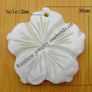 Carved Shell Pendant, Flower 36mm Hole:2mm, Sold by PC