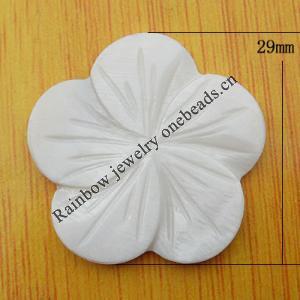 Carved Shell Pendant, Flower 29mm Hole:1m, Sold by PC