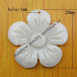 Carved Shell Pendant, Flower 29mm Hole:1mm, Sold by PC