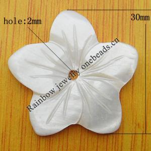 Carved Shell Pendant, Flower 30mm Hole:2mm, Sold by PC