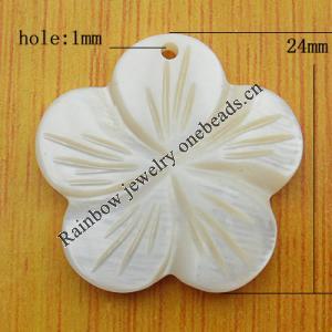 Carved Shell Pendant, Flower 24mm Hole:1mm, Sold by PC
