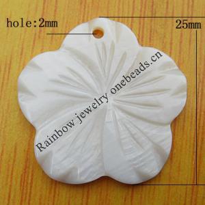 Carved Shell Pendant, Flower 25mm Hole:2mm, Sold by PC