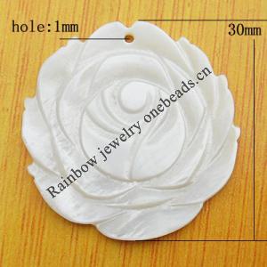 Carved Shell Pendant, Flower 30mm Hole:1mm, Sold by PC