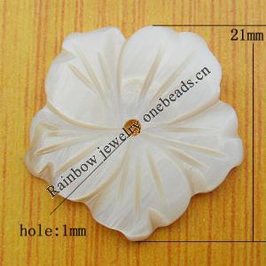 Carved Shell Pendant, Flower 21mm Hole:1mm, Sold by PC