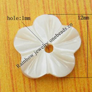 Carved Shell Pendant, Flower 12mm Hole:1mm, Sold by PC