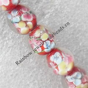 Inner Flower Lampwork Beads, Round 12mm Hole:About 1.5mm, Sold by PC