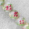 Inner Flower Lampwork Beads, Round 12mm Hole:About 1.5mm, Sold by PC