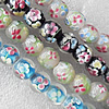 Inner Flower Lampwork Beads, Mix Color Round 16mm Hole:About 1.5mm, Sold by Group