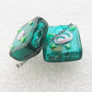 Lampwork Beads, Square 15mm Hole:About 1.5mm, Sold by PC