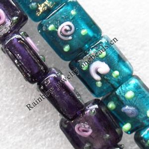 Lampwork Beads, Mix Color Square 15mm Hole:About 1.5mm, Sold by Group