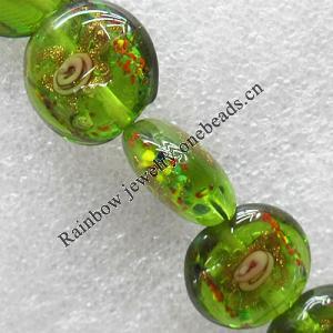 Inner Flower Lampwork Beads, Flat Round 20mm Hole:About 1.5mm, Sold by PC