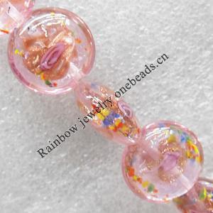 Inner Flower Lampwork Beads, Flat Round 20mm Hole:About 1.5mm, Sold by PC