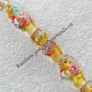 Inner Flower Lampwork Beads, Oval 11x16mm Hole:About 1.5mm, Sold by PC