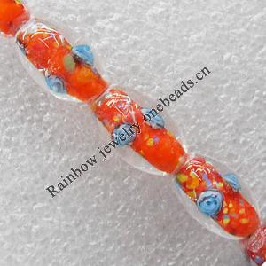 Inner Flower Lampwork Beads, Oval 11x16mm Hole:About 1.5mm, Sold by PC