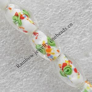 Inner Flower Lampwork Beads, Oval 11x16mm Hole:About 1.5mm, Sold by PC