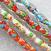Inner Flower Lampwork Beads, Mix Color Oval 11x16mm Hole:About 1.5mm, Sold by Group