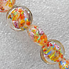 Inner Flower Lampwork Beads, Flat Round 16mm Hole:About 1.5mm, Sold by PC