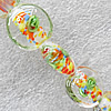 Inner Flower Lampwork Beads, Flat Round 16mm Hole:About 1.5mm, Sold by PC