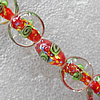 Inner Flower Lampwork Beads, Flat Round 16mm Hole:About 1.5mm, Sold by PC