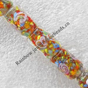 Inner Flower Lampwork Beads, Column 11x16mm Hole:About 1.5mm, Sold by PC