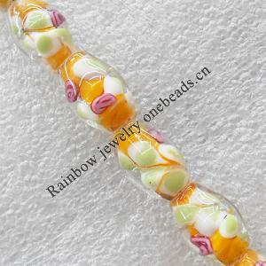 Inner Flower Lampwork Beads, Drum 10x15mm Hole:About 1.5mm, Sold by PC