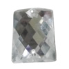 Taiwan Acrylic Cabochons with 2 Holes, Faceted Rectangle 13x18mm, Hole:About 1mm, Sold by Bag 