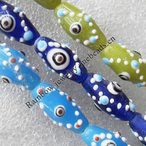 Lampwork Beads, Mix Color Oval 12x20mm Hole:About 1.5mm, Sold by Group