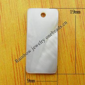  Natural Shell Pendant, Rectangle 19x9mm Hole:1mm, Sold by PC