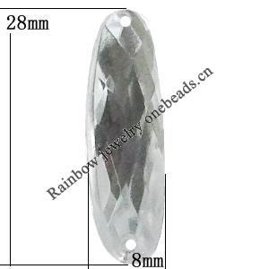 Taiwan Acrylic Cabochons with 2 Holes, 8x28mm, Hole:About 0.5mm, Sold by Bag 