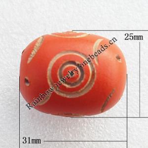 Wooden Jewelry Beads, Oval 31x25mm Hole:About 5mm, Sold by PC