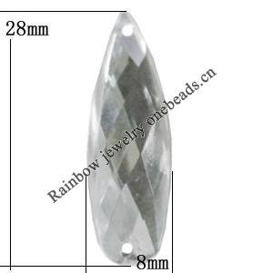 Taiwan Acrylic Cabochons with 2 Holes, Faceted Teardrop 8x28mm, Hole:About 1mm, Sold by Bag 