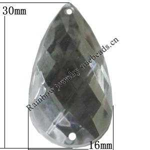 Taiwan Acrylic Cabochons with 2 Holes, Faceted Teardrop 16x30mm, Hole:About 1mm, Sold by Bag 