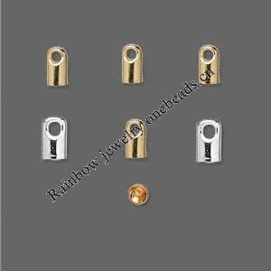 Cord Tip/Ends, Copper Lead-free, about 1.5mm inner diameter, 2.1mm outer diameter, 4.5mm long, hole: 1mm, Sold by bag