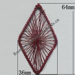 Iron Thread Component Handmade Lead-free, Diamond 64x36mm, Sold by Bag