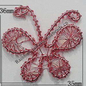 Iron Thread Component Handmade Lead-free, Butterfly 36x35mm, Sold by Bag