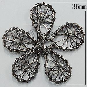Iron Thread Component Handmade Lead-free, Flower 35mm, Sold by Bag