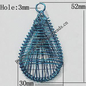 Iron Thread Component Handmade Lead-free, Teardrop 52x30mm Hole:3mm, Sold by Bag