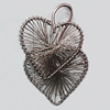 Iron Thread Component Handmade Lead-free, Heart 55x35mm, Sold by Bag