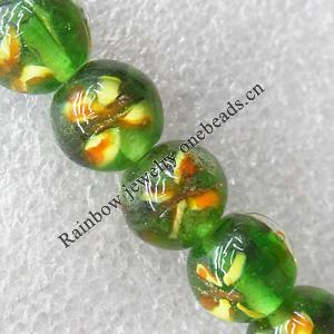 Inner Flower Lampwork Beads, Round 12mm Hole:About 1.5mm, Sold by PC