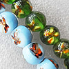 Inner Flower Lampwork Beads, Mix Color Round 12mm Hole:About 1.5mm, Sold by Group