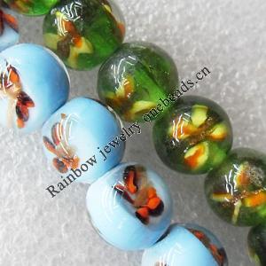 Inner Flower Lampwork Beads, Mix Color Round 12mm Hole:About 1.5mm, Sold by Group